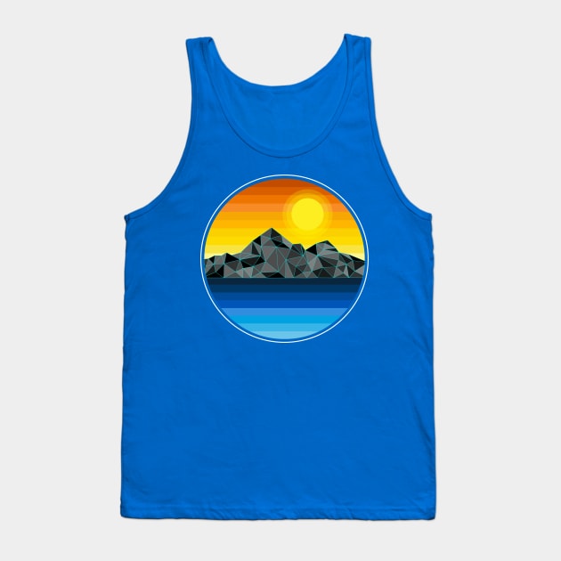 Synthwave Inspired Lakeside Mountain Grayscale Tank Top by Brobocop